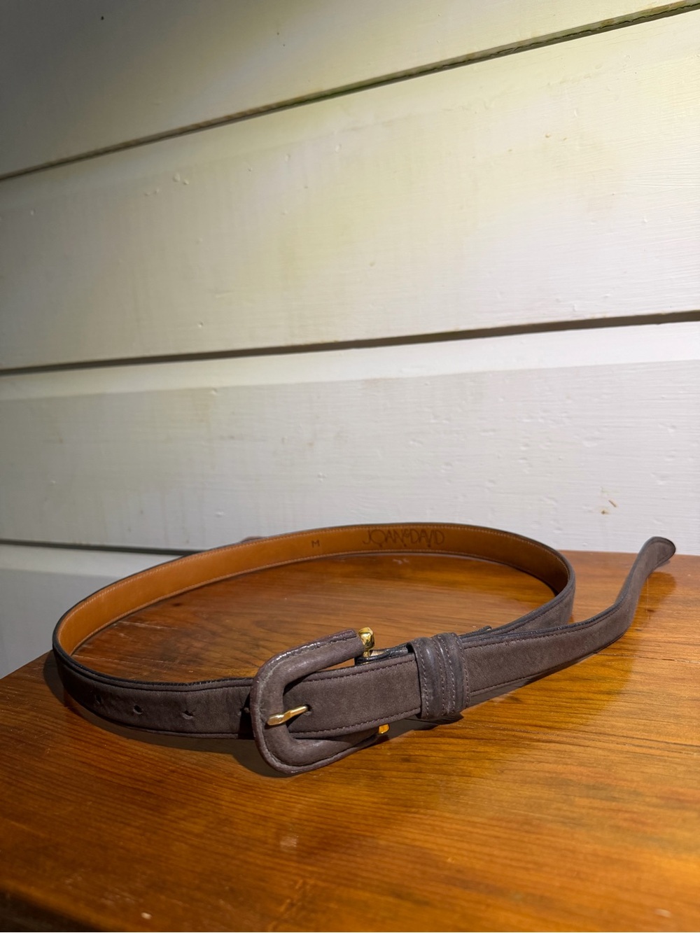 Vintage Brown Leather Belt - Classic Casual Style and brass M-L